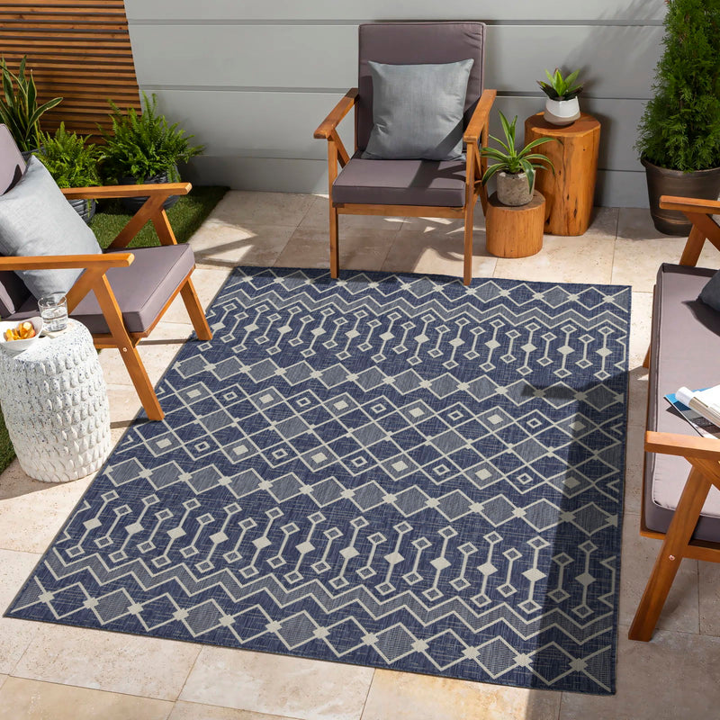 Sunshine - 2'7" X 7'3" Indoor / Outdoor, Polypropylene Area Rug - Blue