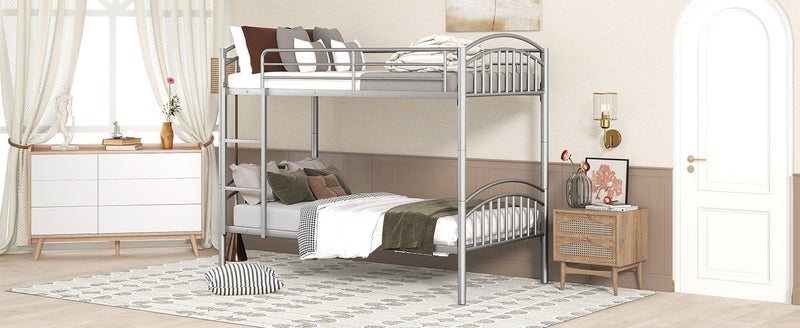 Twin Over Twin Metal Bunk Bed,Divided into Two Beds(Silver){OLD SKU:MF280424AAN}