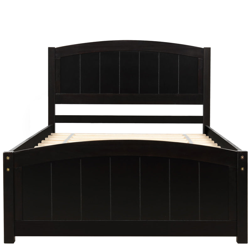 Twin Platform Bed With Headboard, Footboard And Wood Slat Support - Espresso