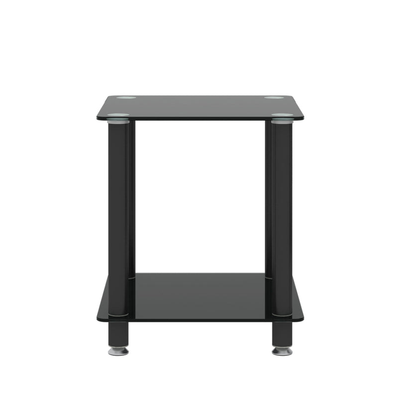 2 Piece Side Table, 2 Tier Space End Table, Modern Night Stand, Sofa Table, Side Table With Storage Shelve - Black