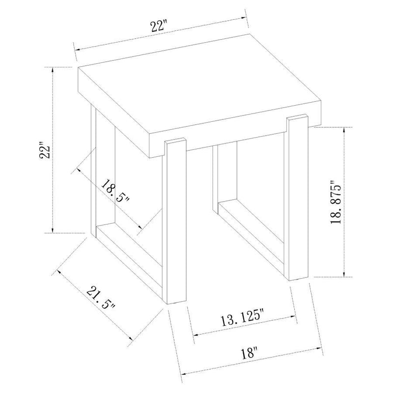 Pala - Rectangular End Table With Sled Base - White High Gloss And Natural