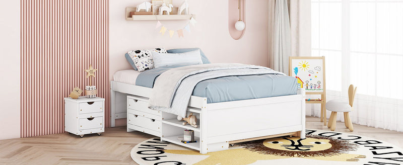 Versatile Bed With Trundle, Under Bed Storage Box And Nightstand