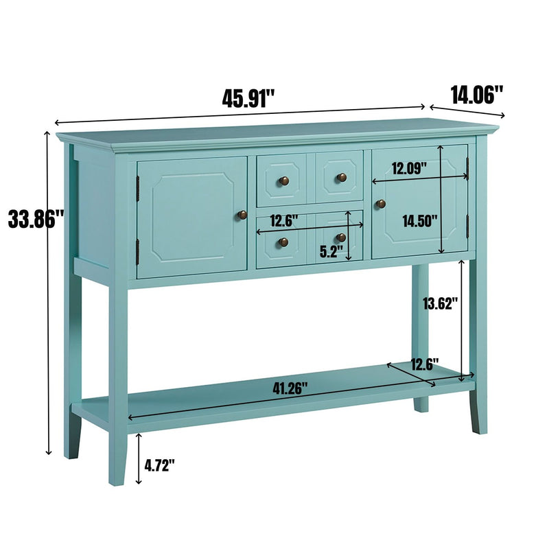 Sideboard Buffet Cabinet, Kitchen Buffet Storage Cabinet With Doors, Entryway Table Console Cabinet For Entryway Living Room - Aqua Green