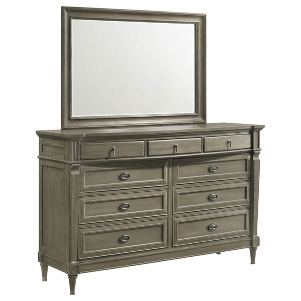 Alderwood - 9-Drawer Dresser With Mirror - French Gray