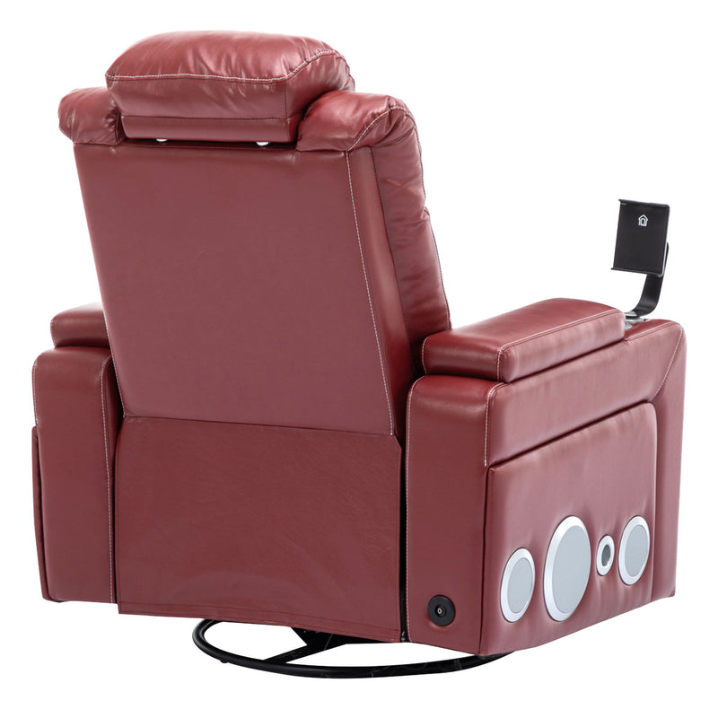 270° Swivel Power Recliner Individual Seat Home Theater Recliner With Surround Sound, Cup Holder, Removable Tray Table, Hidden Arm Storage For Living Room