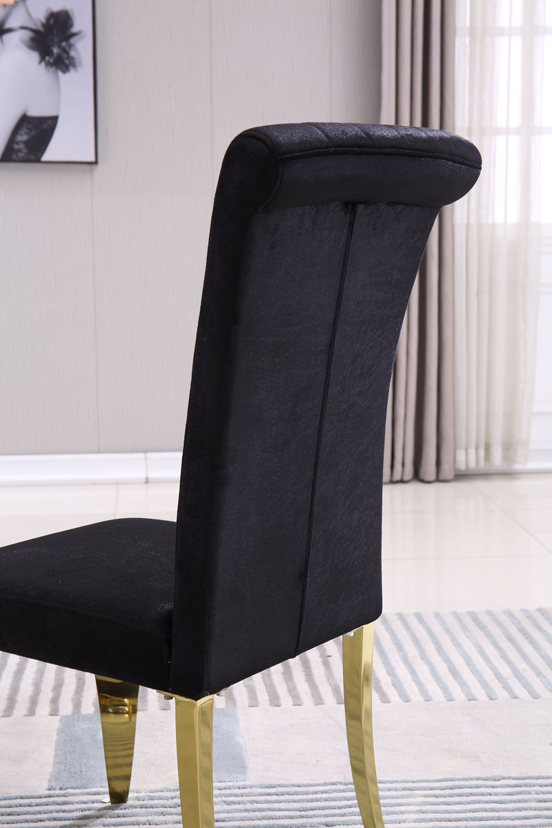 Modern Velvet Dining Chairs (Set of 2), Upholstered Accent Armless Chairs With Stripe Backrest