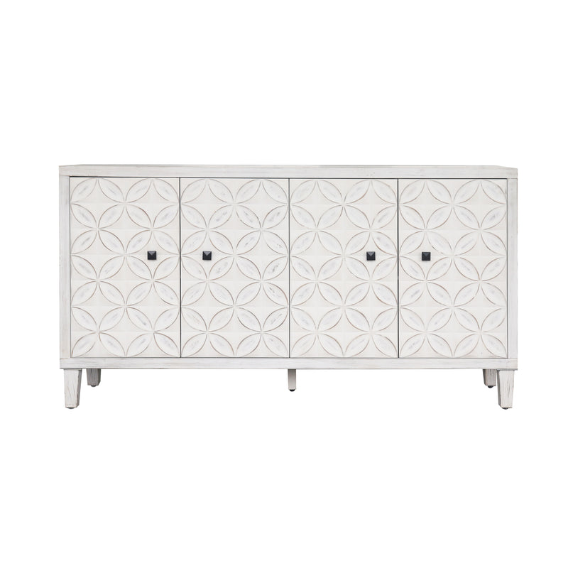 Accent Cabinet 4 Door Wooden Cabinet Sideboard Buffet Server Cabinet Storage Cabinet, For Living Room, Entryway, Hallway, Office, Kitchen And Dining Room - White Wash