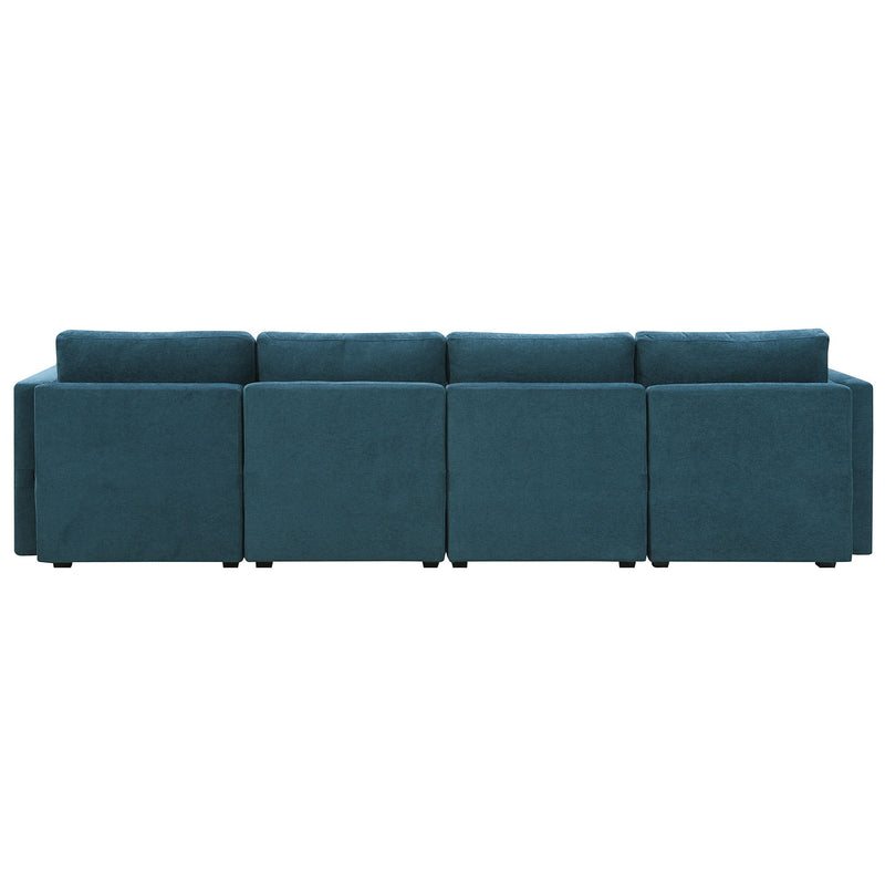 Chenille Modular Sectional Sofa, U Shaped Couch With Adjustable Armrests And Backrests, 6 Seat Reversible Sofa Bed With Storage Seats For Living Room, Apartment