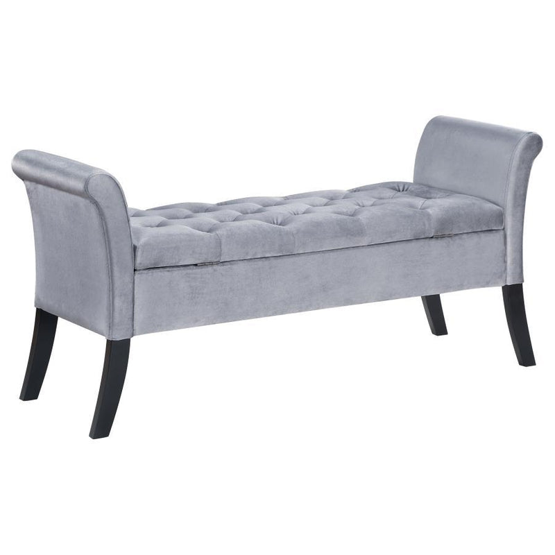 Farrah - Velvet Upholstered Rolled Arm Storage Bench