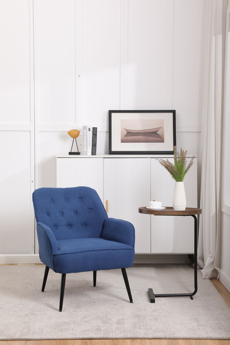 Modern Mid-Century Chair Linen Sherpa Armchair