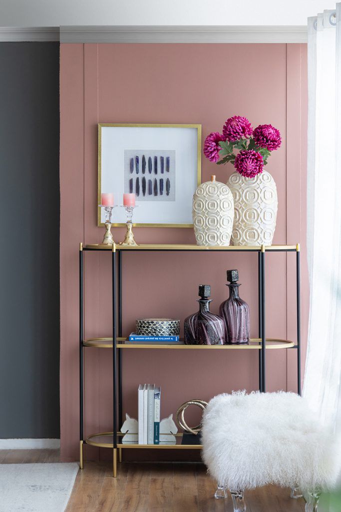 3 Tier Metal Console Table Mirrored Shelf - Black / Gold