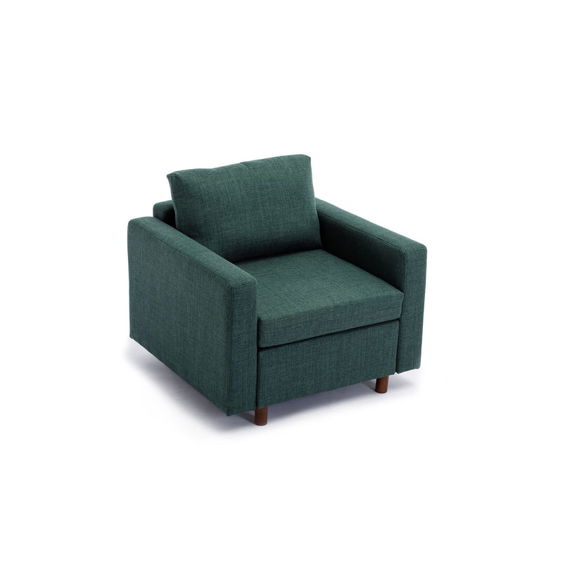 Single Seat Module Sofa Sectional Couch With Armrest With 1 Ottoman, Cushion Covers Non-Removable And Non-Washable