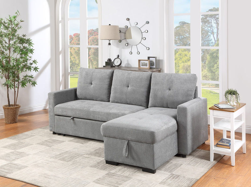 Serenity - 5" Fabric Reversible Sleeper Sectional Sofa With Storage Chaise - Gray