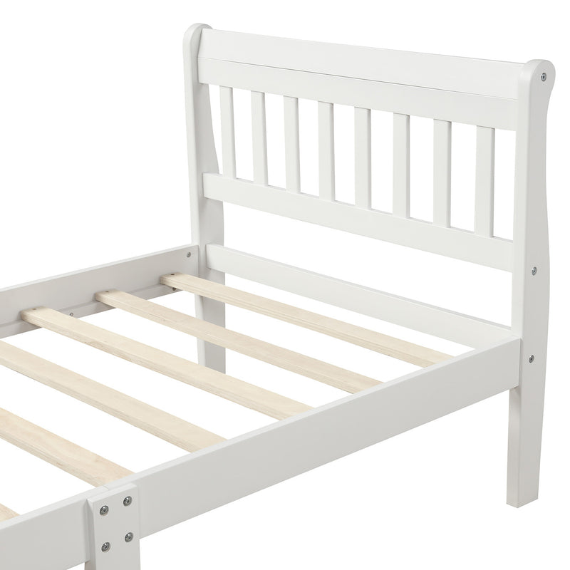 Wood Platform Bed Twin Bed Frame Panel Bed Mattress Foundation Sleigh Bed with Headboard/Footboard/Wood Slat Support