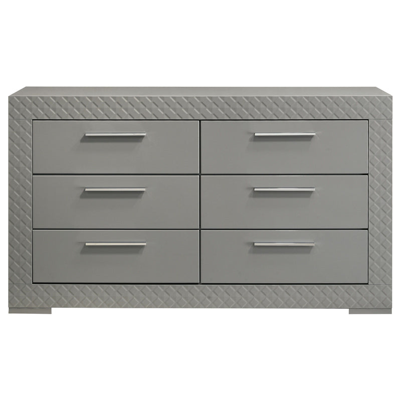 Ives - 6-Drawer Dresser Cabinet - Gray High Gloss