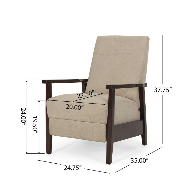 Wide Wood Hand Manual Club Recliner