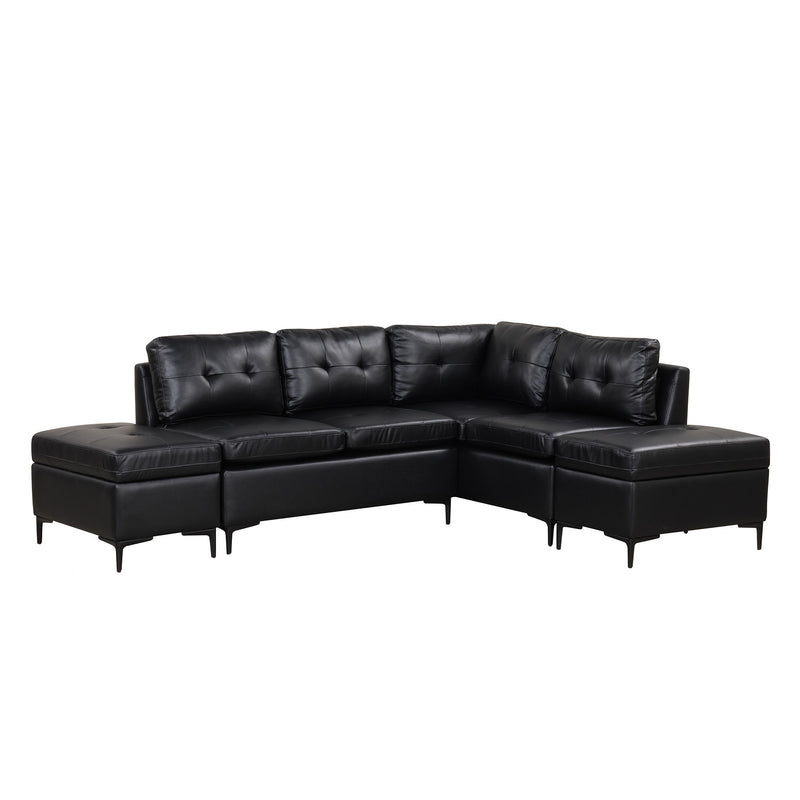 L-Shaped Corner Sofa Sectional Sofa Couch With Movable Storage Ottomans For Living Room