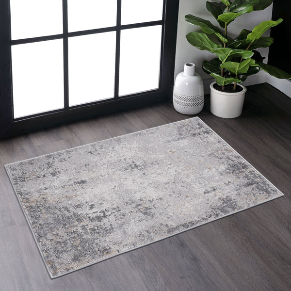 Marfi - 2' x 3' Abstract Non-Shedding Living Room Bedroom Dining Home Office Stylish And Stain Resistant Area Rug - Ivory / Sand