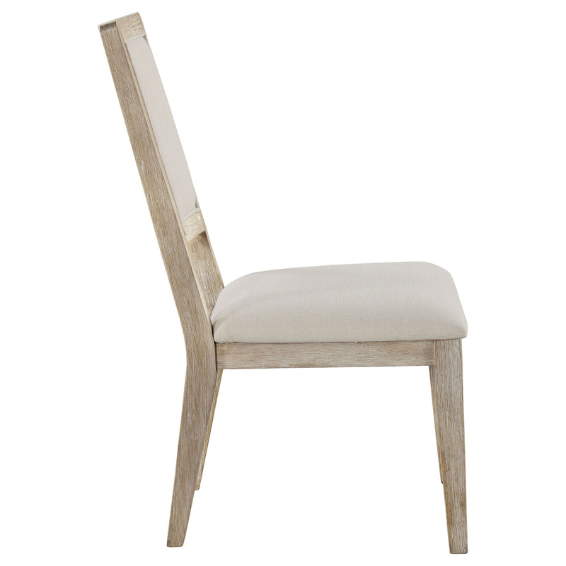 Trofello - Upholstered Dining Side Chair (Set Of 2) - White Washed And Beige