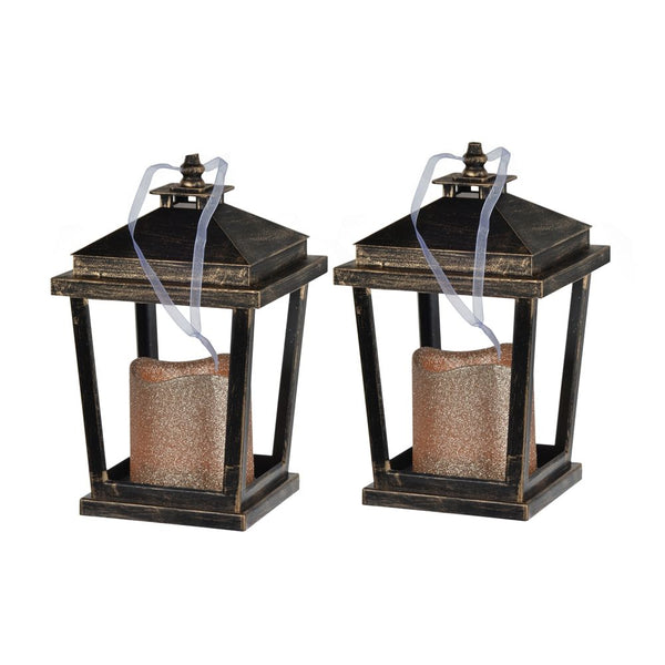 Menifee Lantern With Led Candle, Short (Set of 2) - Bronze