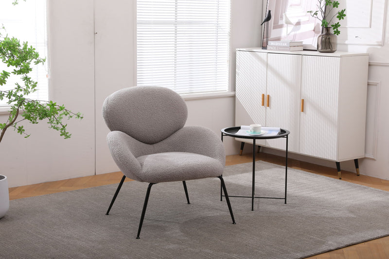 Modern Sherpa Chairs Accent Armchairs For Living Dining Room, Upholstered Chairs With Metal Legs, Comfy And Soft Chairs For Bedroom, Cute Vanity Chairs