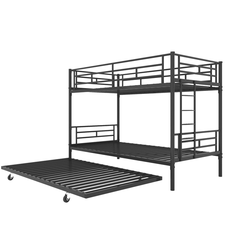 Bunk Bed Twin over Twin with Trundle Black,CPC Certified,No Box Spring Needed,Heavy Duty,Easy to assemble