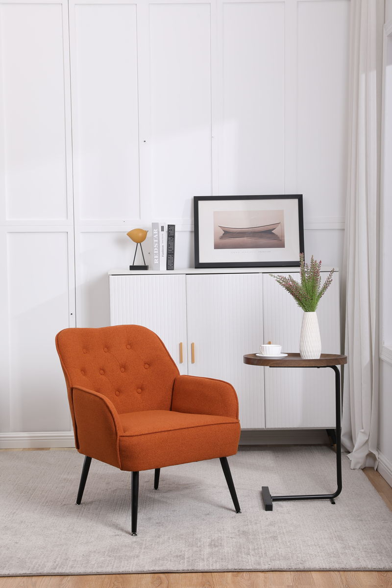 Modern Mid-Century Chair Linen Sherpa Armchair