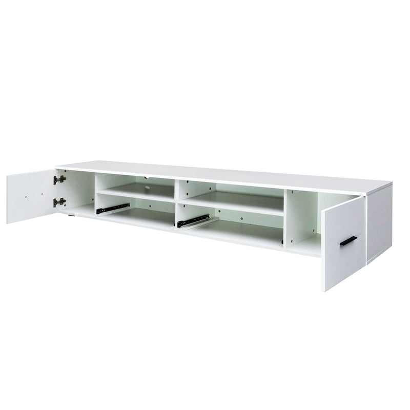 TV Stand For Living Room, Modern Entertainment Center Stand For TV Up To 90", Large LED TV Stand With 4 Storage Drawers, High Glossy Waterproof TV Console, TV Table Media Furniture - White