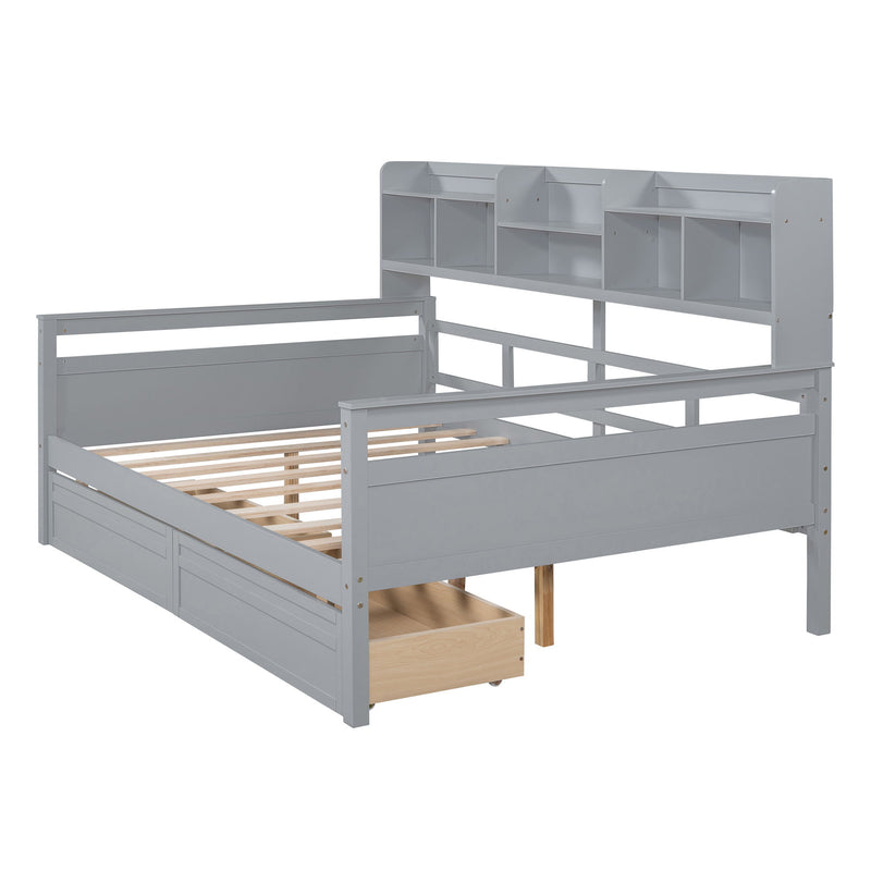 Daybed, Wood Slat Support, With Bedside Shelf And Two Drawers