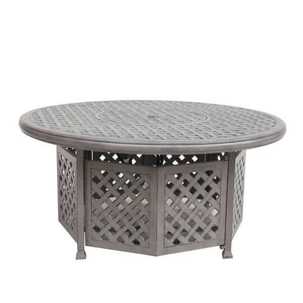 Cast Aluminum Propane Gas Firepit Table, Chat Height - Gray