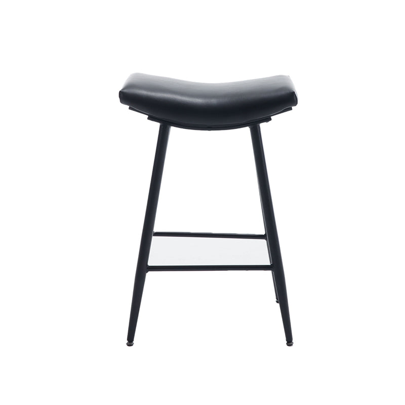 Bar Stools (Set of 2) Armless Counter Low Bar Stools Without Back Modern Linen Fabric Breakfast Stools With Metal Leg And Footrest