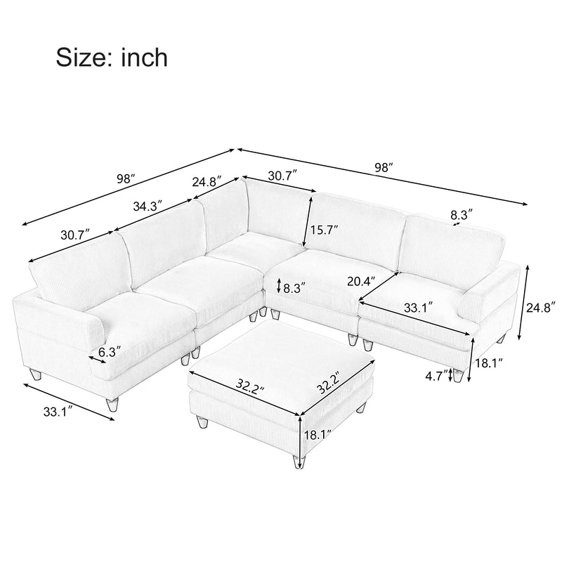 U_Style Modular Sectional Sofa with Ottoman L Shaped Corner Sectional for Living Room, Office, Spacious Space(same sku: WY000336AAA)