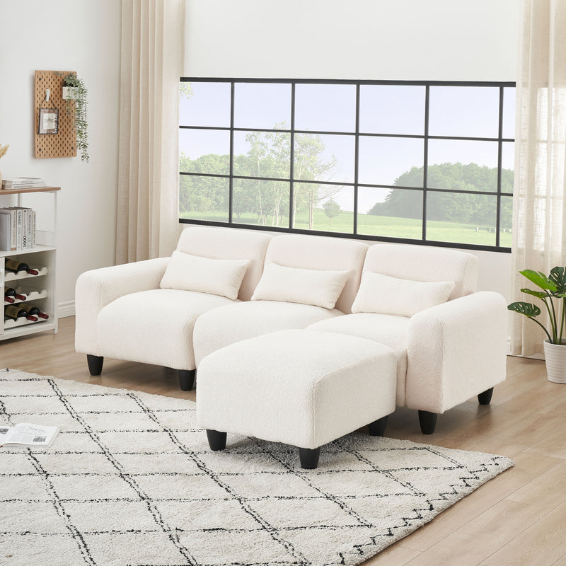 Teddy Fleece Creative Sofa Can Be Assembled Into A Two-Seater Sofa Plus A Single Couch With Three Waist Pillows To Perfectly Stretch Your Waist For Small Apartment Bedroom Spaces