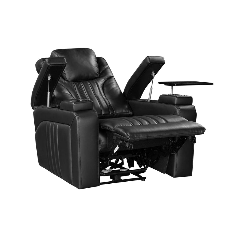 Power Recliner Home Theater Recliner With Power Adjustable Headrest, Wireless Charging Device, USB Port, Storage Arms, Cup Holder And Swivel Tray Table For Living Room