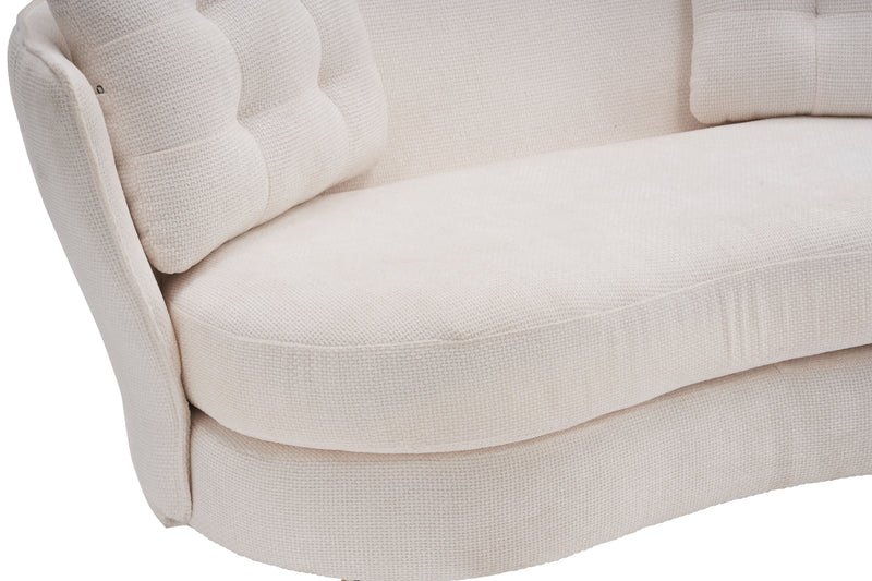 Polyester Fiber Loveseat Sofa Upholstered Couch With Golden Metal Legs Club Two-Seat Sofa For Living Reading Room Bedroom Apartment Small Space Dorm