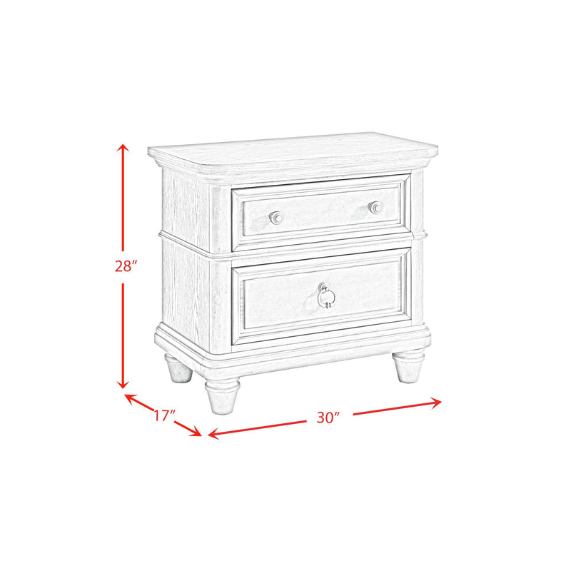 Whit-Ash - 2-Drawer Nightstand With USB - Light Gray