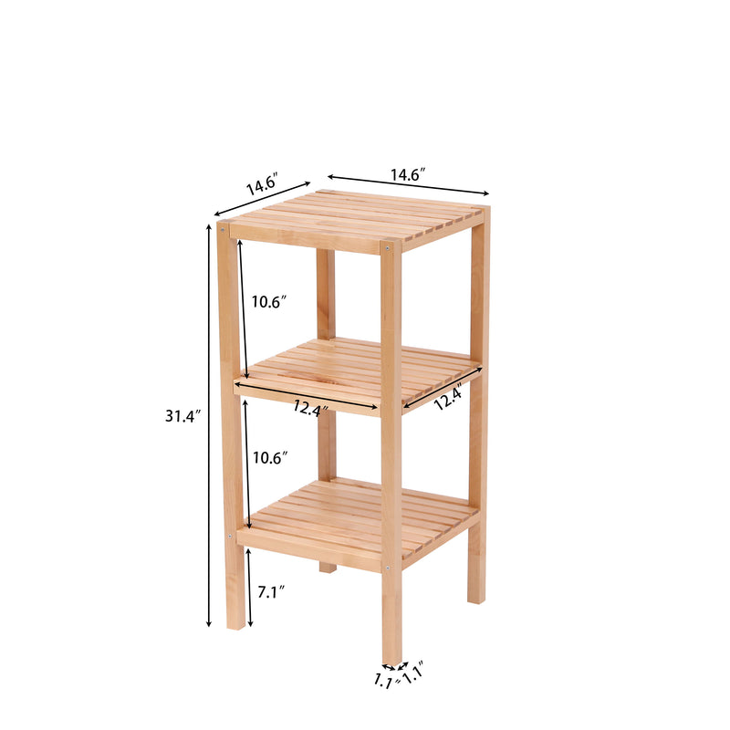 3 Tier Birch Bathroom Shelf, Narrow Shelving Unit, Multifunctional Storage Rack, Corner Rack, For Kitchen, Living Room, Bedroom, Entryway, Bathroom - Natural Wood