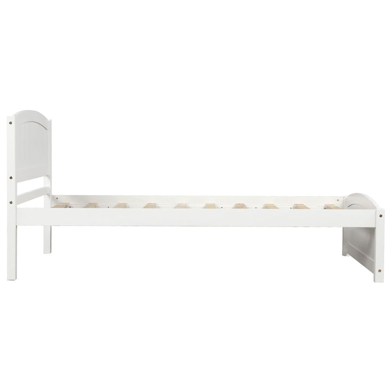 Twin Platform Bed With Headboard, Footboard And Wood Slat Support - White