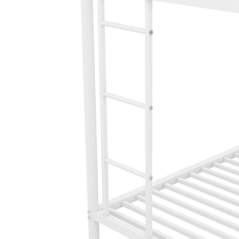 Twin over Full Bed with Sturdy Steel Frame, Bunk Bed with Twin Size Trundle, Two-Side Ladders, White(OLD SKU:MF194424AAK)