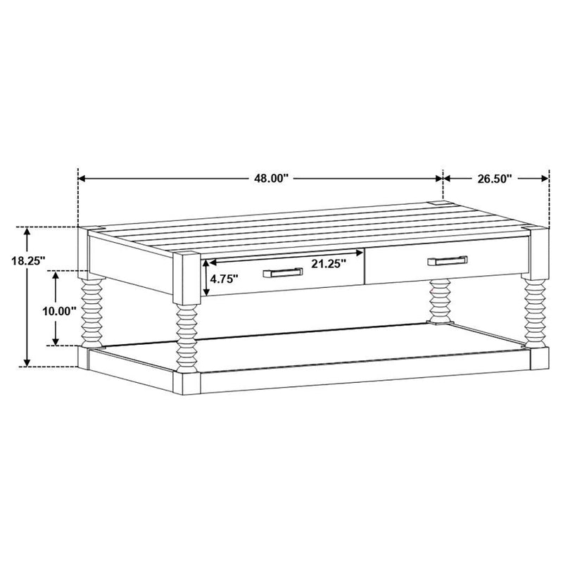 Meredith - 2-Drawer Coffee Table - Coffee Bean