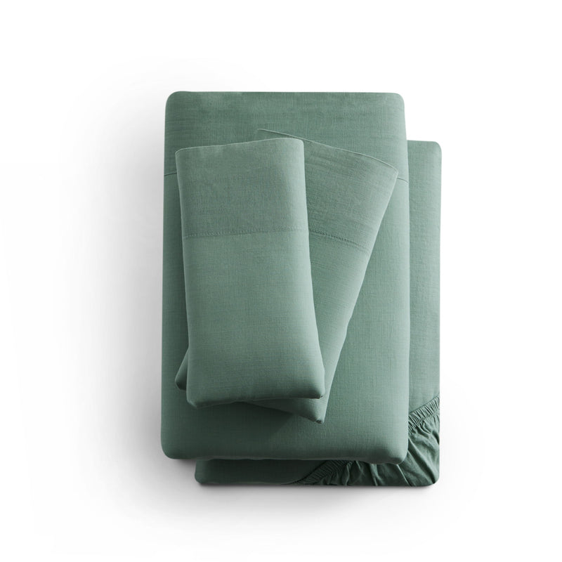 Linen-Weave Cotton - Queen Sheet Set - Sage