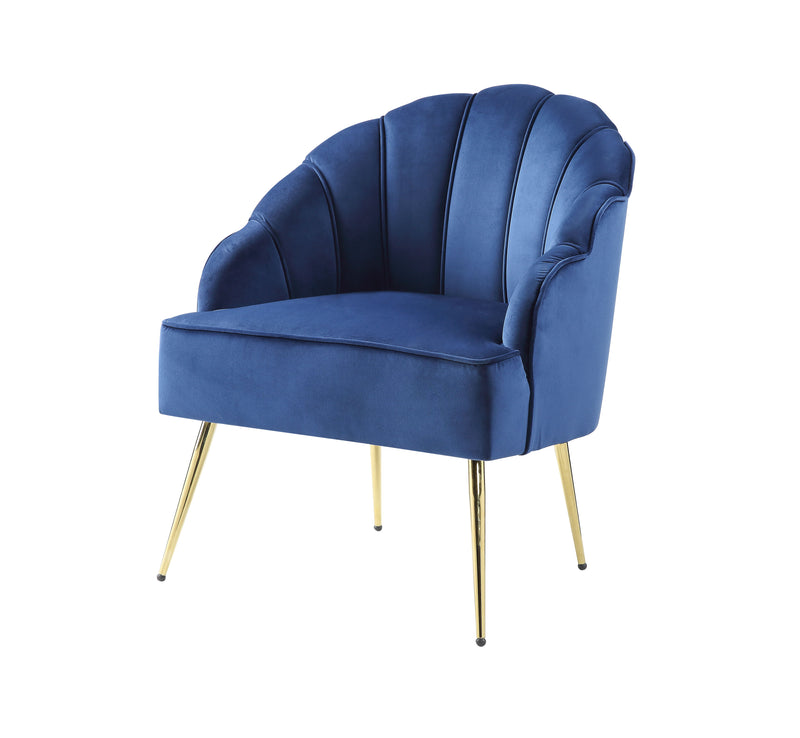 Naomi - Blue Velvet Wingback Accent Chair With Metal Legs