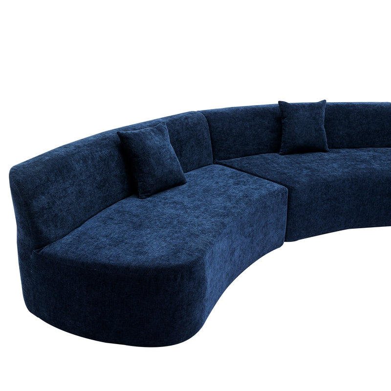 Stylish Curved Sofa Sectional Sofa Chenille Sofa Couch With Three Throw Pillows For Living Room