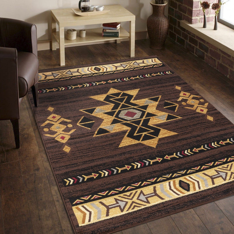 Tribes - 2'7" X 7'3" Southwest Area Rug - Brown