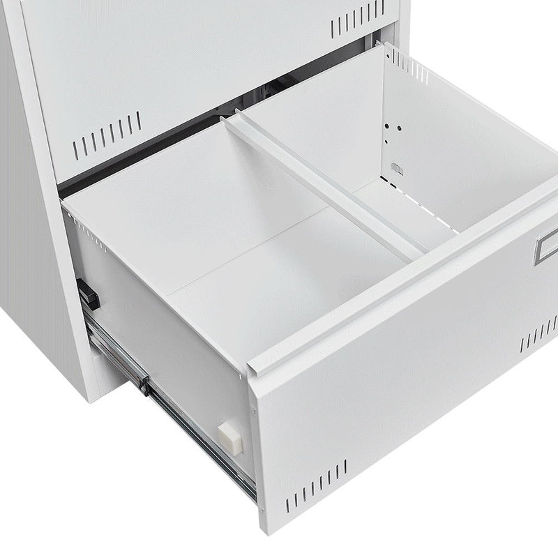 Filing Cabinet Lateral File Cabinet With Lock, 2 Drawer, For Legal / Letter / A4 / F4 Home Office - White