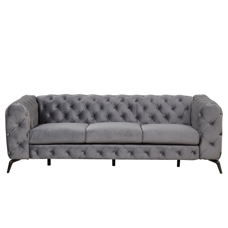 3 Piece Sofa Sets Modern With Sturdy Metal Legs, Velvet Upholstered Couches Sets Including Three Seat Sofa, Loveseat And Single Chair For Living Room Furniture Set