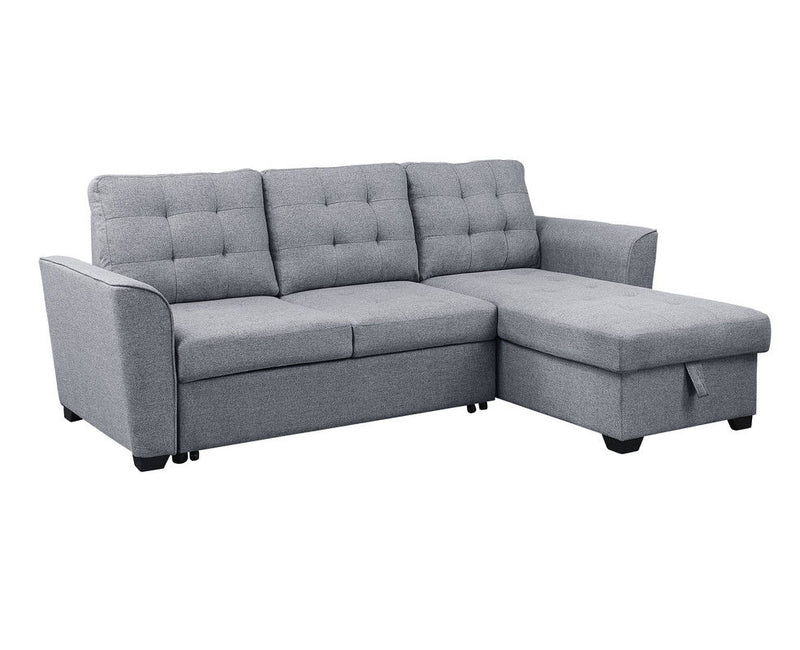 Avery - 90.5" Linen Sleeper Sectional Sofa With Reversible Storage Chaise - Light Gray
