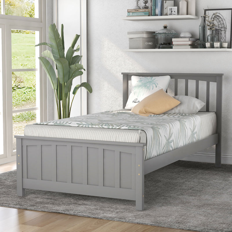 Twin Size Platform Bed - Gray