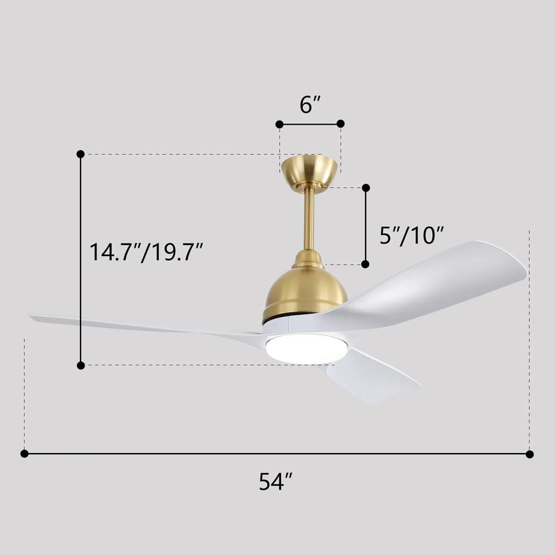 Modern Ceiling Fan 6 Speed Remote Control Dimmable Reversible DC Motor With Light And Smart App Control