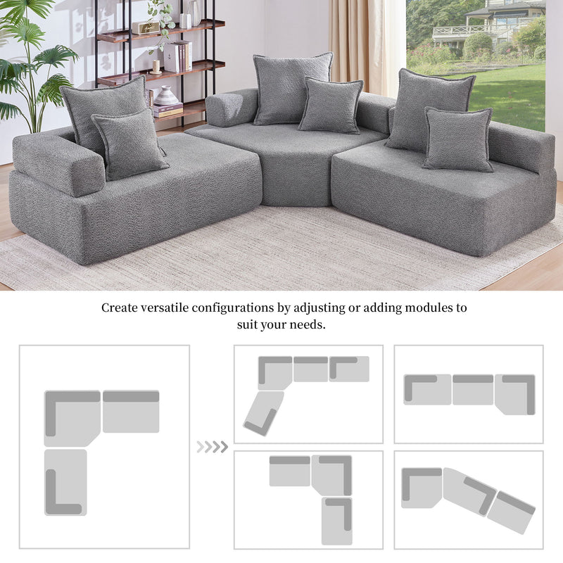 Oversized Modular Sectional Sofa, Luxury Boucle Floor Couch Set, Convertible Sleeper Couch, Spacious Foam-Filled Sofa Bed For Living Room